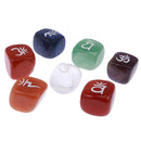 7pcs Engraved Reiki Chakra Energy Healing Crystal Cubes Stone Gemstone Gift