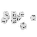 10 Pieces Opaque Six Sided Multiple Dice for TRPG Party Board Game Toys White