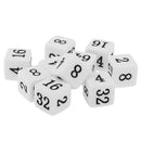 10 Pieces Opaque Six Sided Multiple Dice for TRPG Party Board Game Toys White