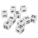 10 Pieces Opaque Six Sided Multiple Dice for TRPG Party Board Game Toys White