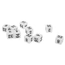 10 Pieces Opaque Six Sided Multiple Dice for TRPG Party Board Game Toys White