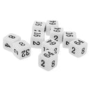 10 Pieces Opaque Six Sided Multiple Dice for TRPG Party Board Game Toys White