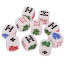 Pack of 10 Pieces 12mm Six Sided Poker Dice for Casino Poker Card Game Favours