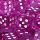 100pcs Transparent Six Sided D6 Dice for D&D TRPG Party Games Toys Purple