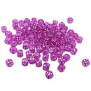 100pcs Transparent Six Sided D6 Dice for D&D TRPG Party Games Toys Purple
