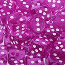100pcs Transparent Six Sided D6 Dice for D&D TRPG Party Games Toys Purple