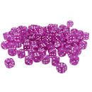 100pcs Transparent Six Sided D6 Dice for D&D TRPG Party Games Toys Purple