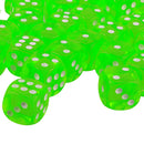 100pcs Transparent Six Sided D6 Dice for D&D TRPG Party Games Toys Green