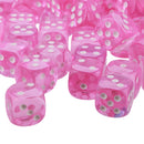 100pcs Transparent Six Sided D6 Dice for D&D TRPG Party Games Toys Fuchsia