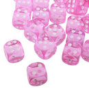 100pcs Transparent Six Sided D6 Dice for D&D TRPG Party Games Toys Fuchsia