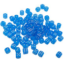 100pcs Transparent Six Sided D6 Dice for D&D TRPG Party Games Toys Blue
