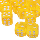 100pcs Transparent Six Sided D6 Dice for D&D TRPG Party Games Toys Yellow