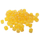 100pcs Transparent Six Sided D6 Dice for D&D TRPG Party Games Toys Yellow