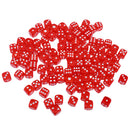 100pcs Transparent Six Sided D6 Dice for D&D TRPG Party Games Toys Red