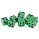 Pack of 10 Pieces 18mm Six Sided D6 Spot Dice for D&D TRPG Party Game Toy Green