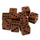 Pack of 10 Pieces 18mm Six Sided D6 Spot Dice for D&D TRPG Party Game Toy Brown