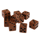Pack of 10 Pieces 18mm Six Sided D6 Spot Dice for D&D TRPG Party Game Toy Brown