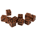 Pack of 10 Pieces 18mm Six Sided D6 Spot Dice for D&D TRPG Party Game Toy Brown
