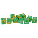 Pack of 10 Dual Colored Six Sided D6 Dice for D&D RPG Game Green & Yellow
