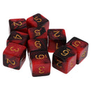 Pack of 10 Dual Colored Six Sided D6 Dice for D&D TRPG Games Red & Black