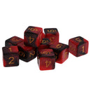 Pack of 10 Dual Colored Six Sided D6 Dice for D&D TRPG Games Red & Black