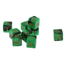 Pack of 10 Dual Colored Six Sided D6 Dice for D&D TRPG Game Green & Black