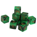 Pack of 10 Dual Colored Six Sided D6 Dice for D&D TRPG Game Green & Black