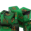 Pack of 10 Dual Colored Six Sided D6 Dice for D&D TRPG Game Green & Black