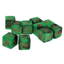 Pack of 10 Dual Colored Six Sided D6 Dice for D&D TRPG Game Green & Black