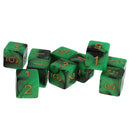 Pack of 10 Dual Colored Six Sided D6 Dice for D&D TRPG Game Green & Black