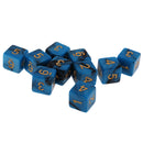 Pack of 10 Dual Colored Six Sided D6 Dice for D&D TRPG Games Blue & Black