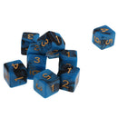 Pack of 10 Dual Colored Six Sided D6 Dice for D&D TRPG Games Blue & Black