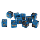 Pack of 10 Dual Colored Six Sided D6 Dice for D&D TRPG Games Blue & Black