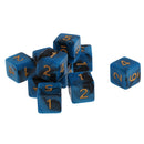 Pack of 10 Dual Colored Six Sided D6 Dice for D&D TRPG Games Blue & Black