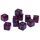 Pack of 10 Dual Colored Six Sided D6 Dice for D&D RPG Game Purple & Blue