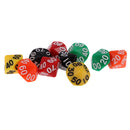 Pack of 10 Acrylic Ten Sided D(00-90) Dices for D&D TRPG Party Game Toys