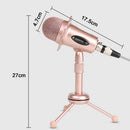 Computer 3.5mm Studio Condenser Microphone Recording w/ Stand Rose Golden