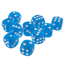 Pack of 10 Acrylic Six Sided D6 Dice for D&D TRPG Party Board Game Toys Blue