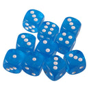 Pack of 10 Acrylic Six Sided D6 Dice for D&D TRPG Party Board Game Toys Blue