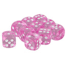 Pack of 10 Acrylic Six Sided D6 Dice for D&D TRPG Party Board Game Toys Pink