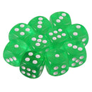 Pack of 10 Acrylic Six Sided D6 Dice for D&D TRPG Party Board Game Toys Grass Green
