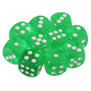 Pack of 10 Acrylic Six Sided D6 Dice for D&D TRPG Party Board Game Toys Grass Green