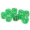 Pack of 10 Acrylic Six Sided D6 Dice for D&D TRPG Party Board Game Toys Grass Green