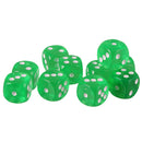 Pack of 10 Acrylic Six Sided D6 Dice for D&D TRPG Party Board Game Toys Grass Green