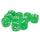 Pack of 10 Acrylic Six Sided D6 Dice for D&D TRPG Party Board Game Toys Grass Green