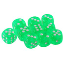 Pack of 10 Acrylic Six Sided D6 Dice for D&D TRPG Party Board Game Toys Green