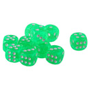 Pack of 10 Acrylic Six Sided D6 Dice for D&D TRPG Party Board Game Toys Green