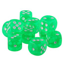 Pack of 10 Acrylic Six Sided D6 Dice for D&D TRPG Party Board Game Toys Green