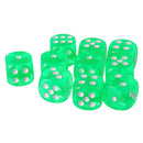 Pack of 10 Acrylic Six Sided D6 Dice for D&D TRPG Party Board Game Toys Green