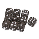 Pack of 10 Acrylic Six Sided D6 Dice for D&D TRPG Party Board Game Toys Black